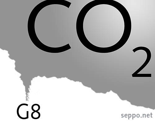  G8 & CO2 - climate emissions, keywords:
 global warming G8 Leaders Summit top meeting climate change coal emission emissions industrial nation industrialized country cartoon