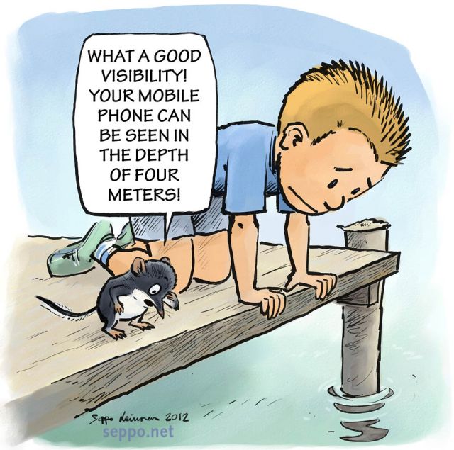  Water visibility, keywords:
 water cleanliness purity clarity visibility depth mobile phone boy water shrew Neomys fodiens cartoon