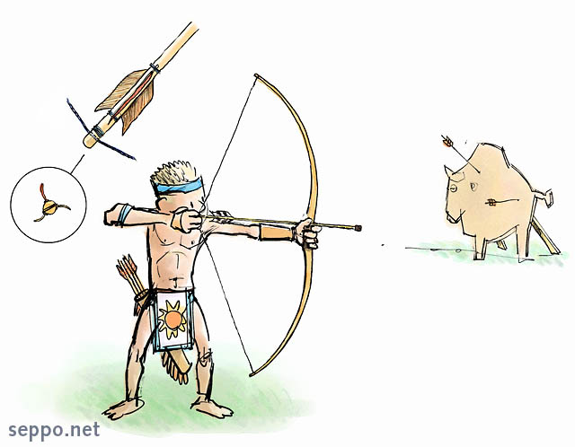  Indian Play – Bow and Arrow, keywords:
 indian game play bow arrow target practice aiming cartoon