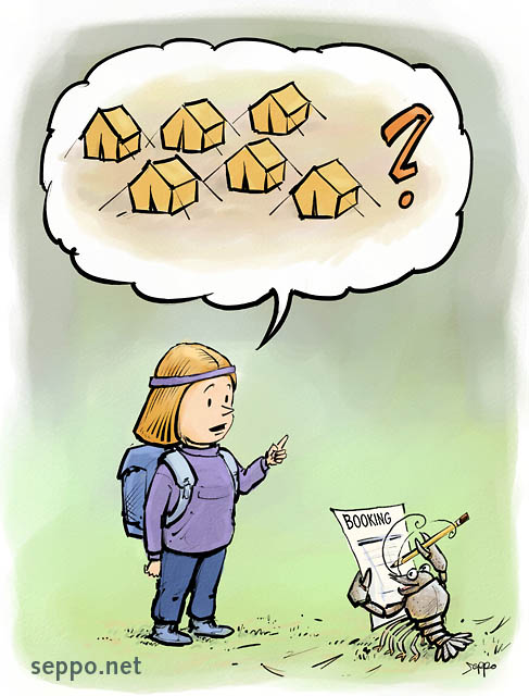  Camping place for a large group, keywords:
 camping summer camp tent group permission booking crayfish crawfish cartoon