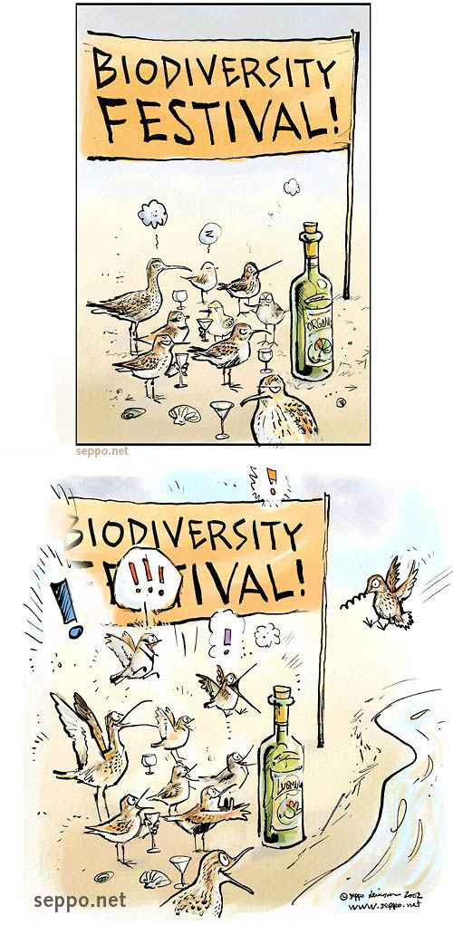  Biodiversity Festival, keywords:
 biodiversity festival birds beach wine celebration party wine ecological sustainable development natural resources ecological nature portection cartoon