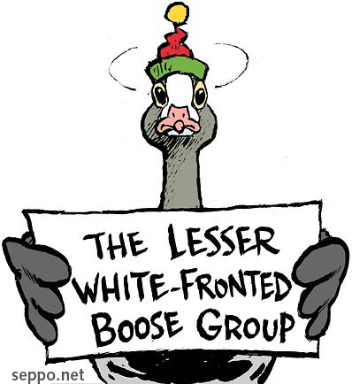  The Lesser White-fronted Boose Group logo, keywords:
 Lesser White-fronted Goose Anser erythropus the Lesser White-fronted Boose Group