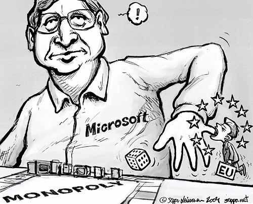  , keywords:
 Microsoft monopoli Bill Gates Euroopan Unioni EU Euroopan komissio ohjelmisto Brysseli kilpailu kilpailulainsäädäntö sakko