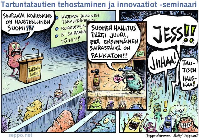  Sairauspäivän palkka ja tartuntataudit, keywords:
 sairaspäivä palkka karenssi leikkaus terveydenhoito terveydenhuolto julkinen palvelu hallitus leikkaukset talous tartuntataudit työterveys virus bakteeri flunssa influenssa sairaus pilapiirros