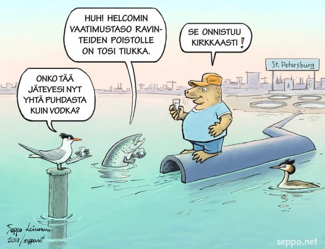  Itämeri - Jätevesien puhdistus, keywords:
 EU Helcom Itämeri halli hylje jätevedet kirkas lohi meri merten suojelu pilapiirros puhdas puhdistamo puhdistuslaitos ravinteet räysk silkkiuikku tiukka vaatimustaso vodka